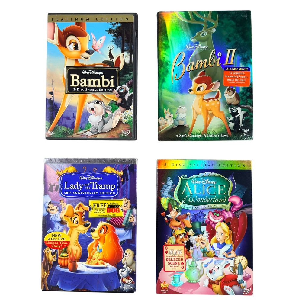 Disney DVD Lot Bambi Lady and the Tramp Alice in Wonderland Special Editions